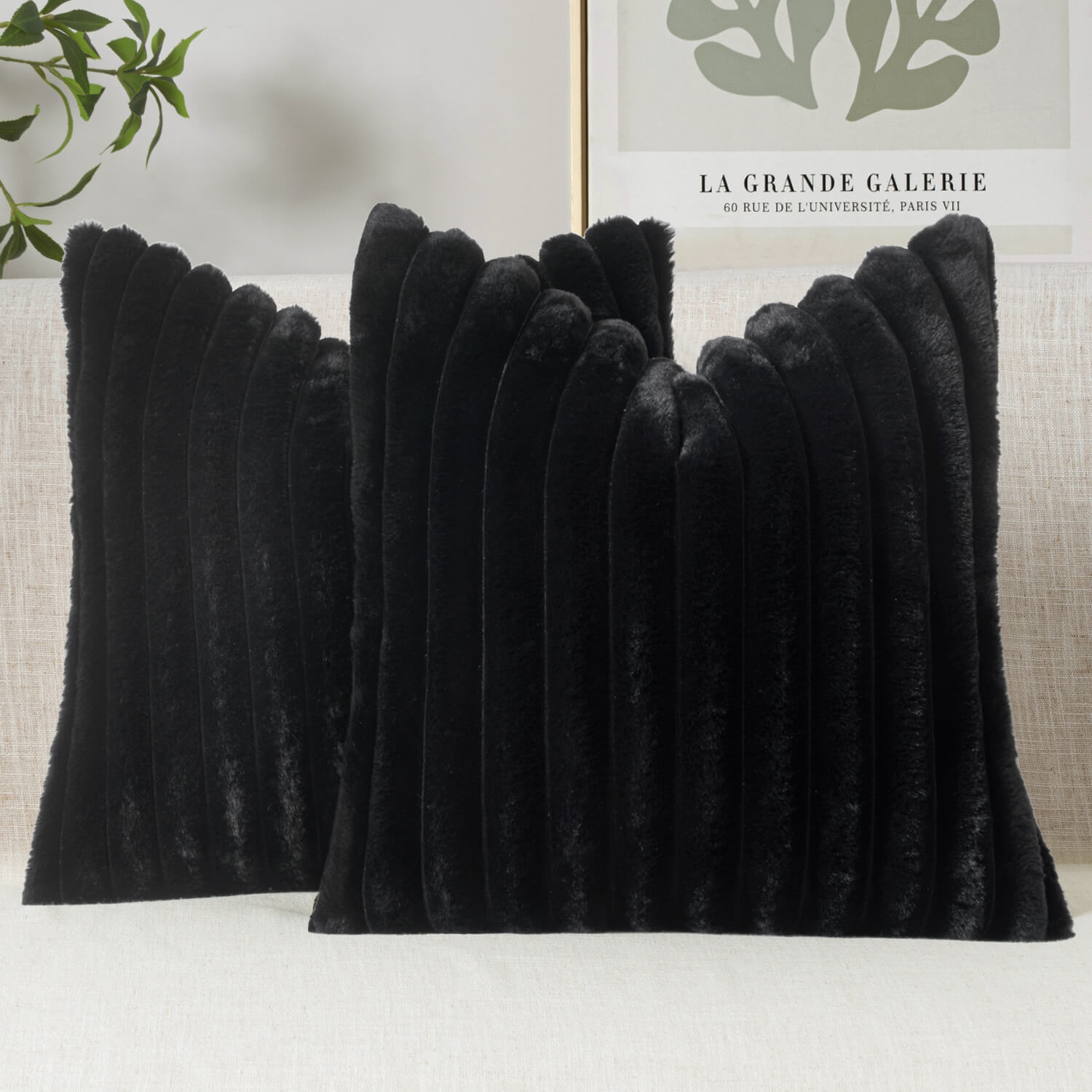 MIULEE Faux Fur Decorative Throw Pillow Covers 20x20 Inch Set of