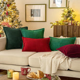 Christmas Decorative Boho Striped Textured Corduroy Pillow Covers