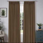 "Bold" Custom Heavyweight Linen Drape Pleated - Brown - Miulee