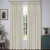 "Bold" Custom Heavyweight Linen Drape Pleated - Ivory White - Miulee