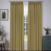 "Bold" Custom Heavyweight Linen Drape Pleated - Khaki Yellow - Miulee
