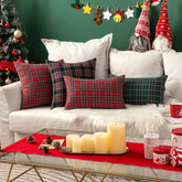 Choose Your Set "in Your Ideas" - Christmas Pattern Scottish Tartan Plaid Fur Snowflack Decorative Throw Pillow Covers - Miulee