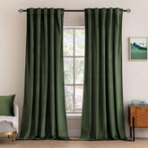 "Mira" Customized Velvet Curtains Luxury Blackout Curtains (2 Panels) - Olive Green - Miulee