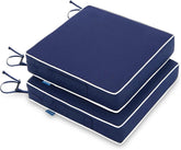 MIULEE 17 x 16 x 2 Outdoor Chair Cushions,Waterproof Seat Cushions with Adjustable Straps,Set of 2 Patio Chair Cushions for Patio Furniture Garden,Navy Blue - Miulee