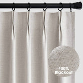 MIULEE 90 Inches Long Pinch Pleated Curtains Blackout, Linen Pinch Pleat Curtains with Hooks Thermal Insulated Light Blocking Window Drapes for Living Room Bedroom Track 2 Panels Ivory Cream Birch - Miulee