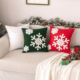 MIULEE Christmas Decorative Snowflake Canvas Embroidery Throw Pillow Covers Holiday Decor - Miulee