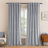MIULEE Customized Velvet Curtains Luxury Blackout Curtains Thermal Insulated (2 Panels) - Greyish White - Miulee