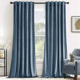 MIULEE Customized Velvet Curtains Luxury Blackout Curtains Thermal Insulated (2 Panels) - Stone Blue - Miulee