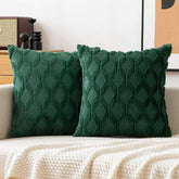 MIULEE Dark Green Throw Pillow Covers 18x18 Set of 2 Decorative Farmhouse Couch Throw Pillows Boho Shells Soft Plush Wool Pillowcases for Bedroom Living Room Sofa… - Miulee