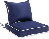 MIULEE Outdoor Seat Cushion Set Navy Blue 24 x 24 x 4 Inch Waterproof & Fade Resistant Deep Seat and back Patio Furniture Cushions with Handle and Adjustable Straps Cushions for Chair Couch - Miulee