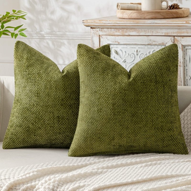 MIULEE Pack of Sage Green Decorative Pillow Covers 20x20 Inch