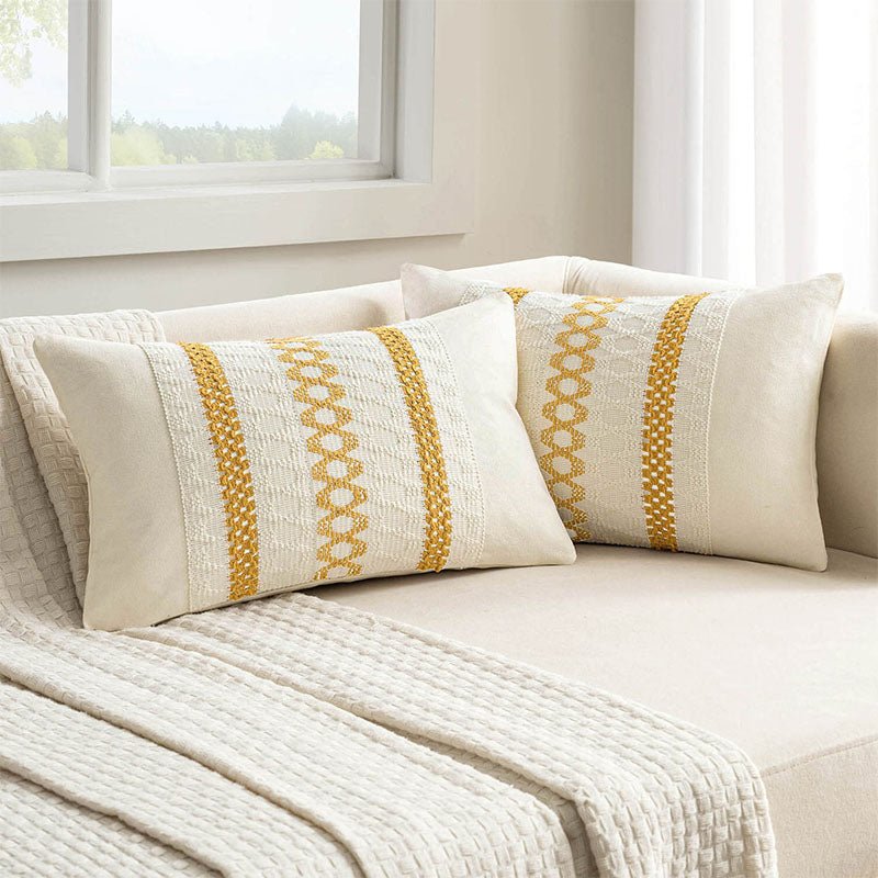 MIULEE Set of Mustard Yellow Boho Decorative Pillow Covers 12x20