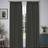 "Pure" Custom Heavyweight Linen Drape Pleated - Dark Gray - Miulee