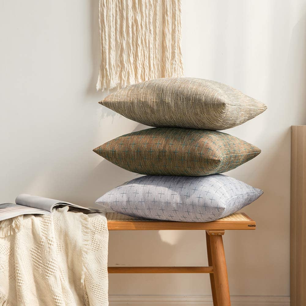  MIULEE Pack of 2 Decorative Burlap Linen Throw Pillow