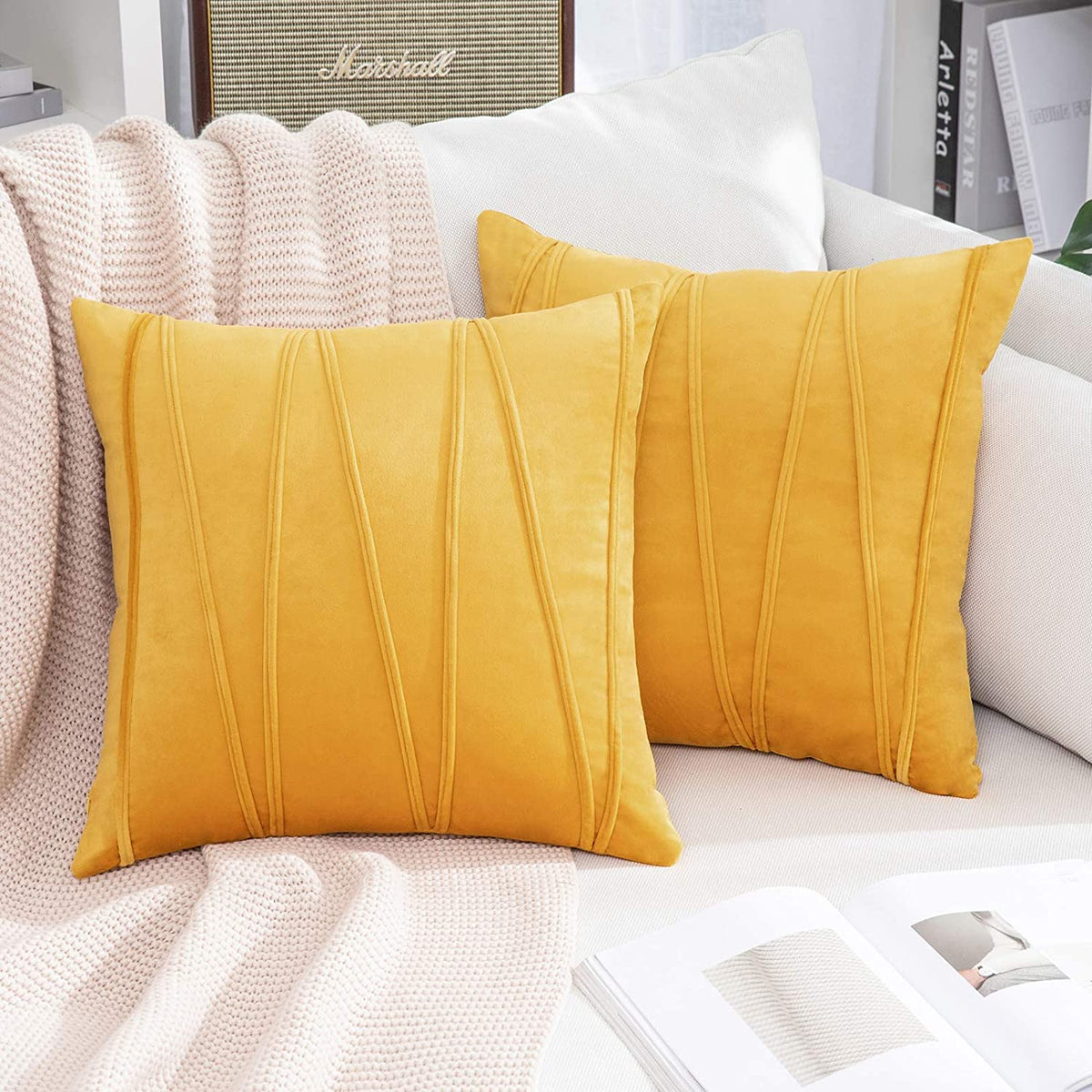 Miulee Velvet Pillow Covers Decorative Soft Solid Cushion Case 2 Pack