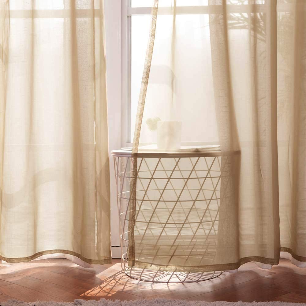 MIULEE Solid Sheer Curtains Elegant Grommet Window Voile Panels