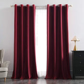 MIULEE Burgundy Blackout Velvet Curtains Solid Soft Grommet Thermal Room Darkening Curtains Drapes 2 Panels - Miulee