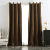 MIULEE Coffee Blackout Velvet Curtains Solid Soft Grommet Thermal Room Darkening Curtains Drapes 2 Panels - Miulee