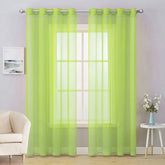 MIULEE Green Solid Sheer Curtains Elegant Grommet Window Voile Panels Drapes Treatment 2 Panels - Miulee