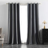 MIULEE Grey Blackout Velvet Curtains Solid Soft Grommet Thermal Room Darkening Curtains Drapes 2 Panels - Miulee