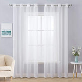 White Solid Sheer Curtains Grommet