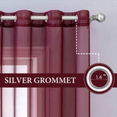 MIULEE Wine Red Solid Sheer Curtains Elegant Grommet Window Voile Panels Drapes Treatment 2 Panels - Miulee