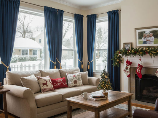 Holiday Christmas Curtains & Pillows