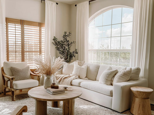 Natural Linen Curtains in A Living Room