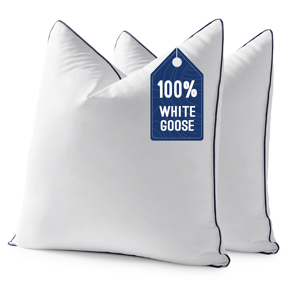 MIULEE Goose Feather Down Pillow Insert White 18x18 Inch