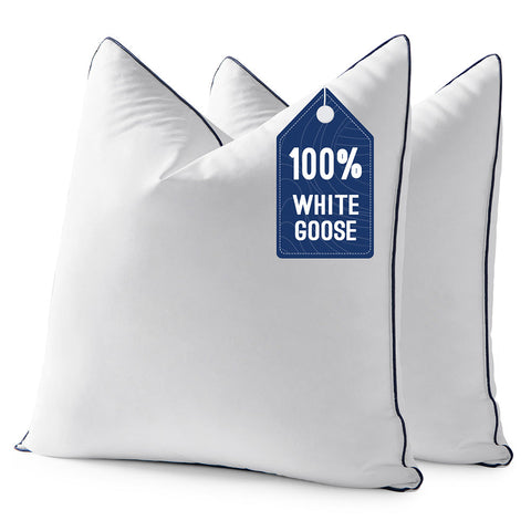 MIULEE Goose Feather Down Pillow Insert White 18x18 Inch