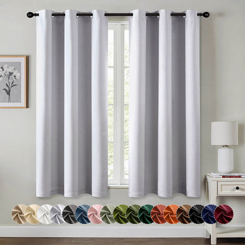 MIULEE Blackout 40x63 Inch Greyish White Curtains 2 Panels