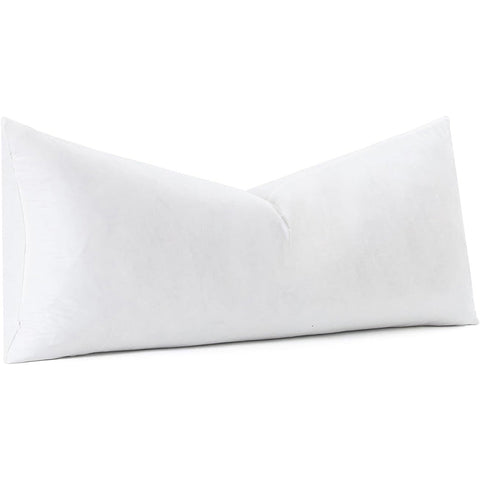 MIULEE 14 x 36 Goose Feather Down Pillow with 100% Cotton Cover, Set of 1 Soft Fluffy Decorative Pillow Insert for Sofa Bed Couch Living Room White