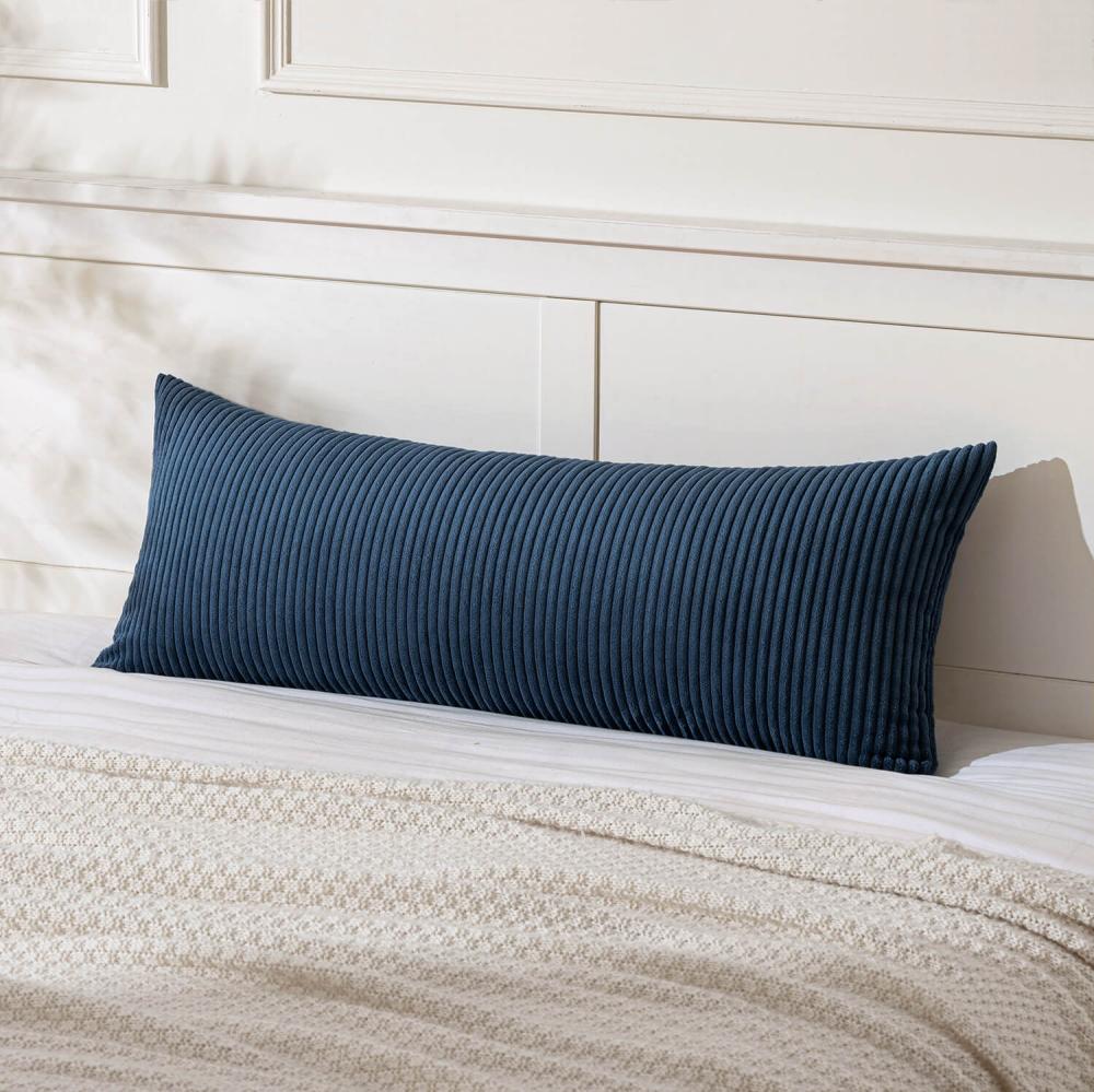 Decorative Long Body Lumbar Throw Pillow Covers Navy Blue 36x14-inch