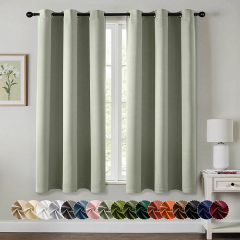 MIULEE Sage Green 40x63 Inch Blackout Curtains 2 Panels