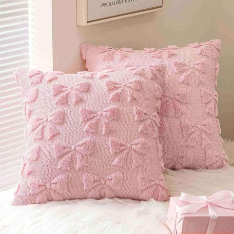 Decorative Coquette Bow Pillow Covers Pink 16x16-inch
