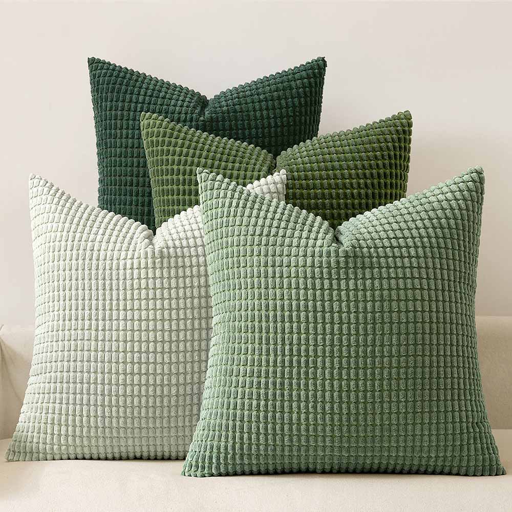 Boho Farmhouse Home Decor Couch Mordern Throw Pillows Covers Forest Green 22x22-inch