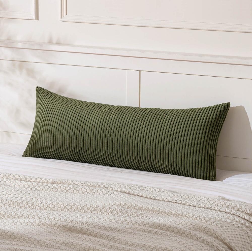 Decorative Long Body Lumbar Throw Pillow Covers Olive Green 36x14-inch