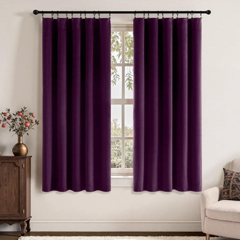MIULEE Velvet Blackout Curtains-Purple Orchid-40Wx63L