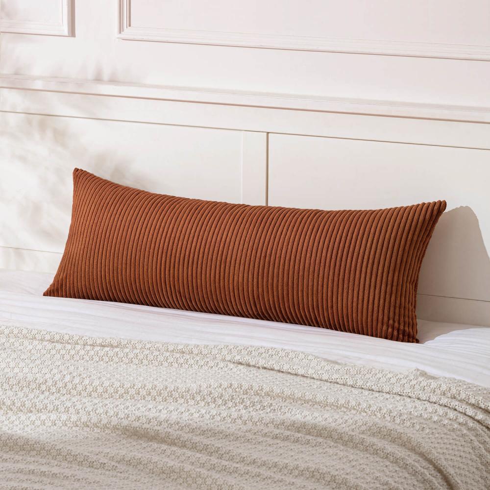Decorative Long Body Lumbar Throw Pillow Covers Dark Rust 36x14-inch