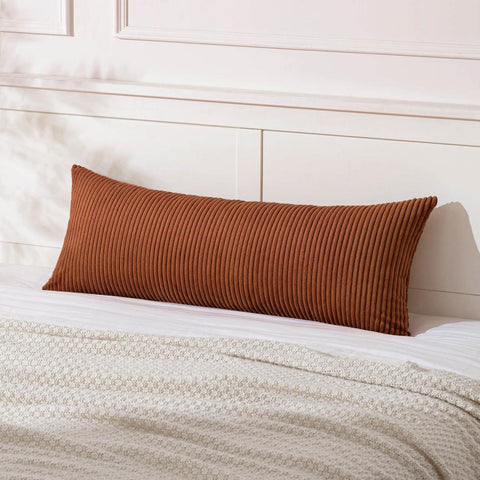 Decorative Long Body Lumbar Throw Pillow Covers Dark Rust 36x14-inch