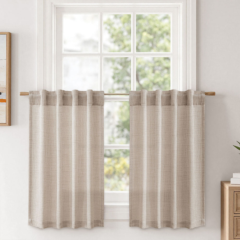 MIULEE Faux Linen Farmhouse Curtains Rod Pocket Linen 30Wx24L