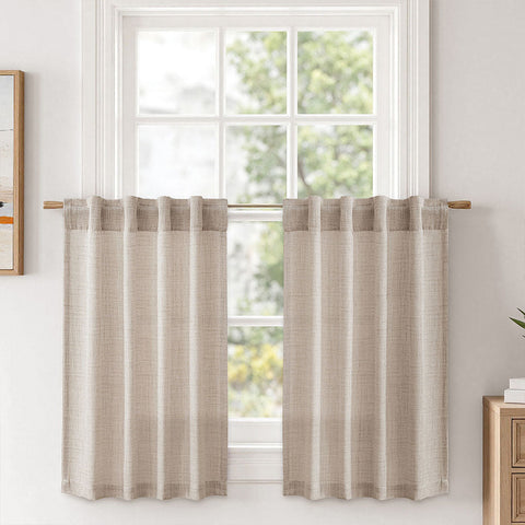 MIULEE Faux Linen Farmhouse Curtains Rod Pocket Linen 30Wx24L