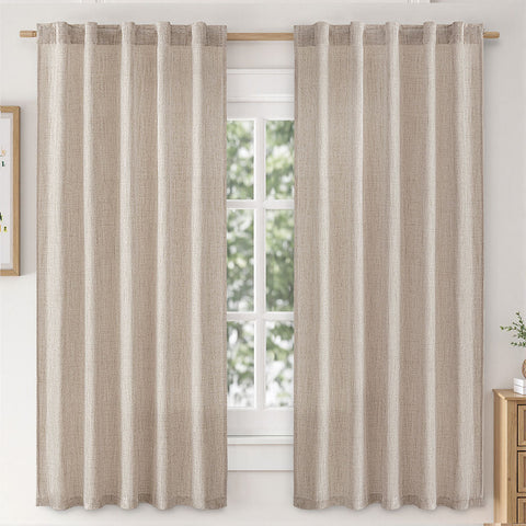 MIULEE Faux Linen Farmhouse Curtains Rod Pocket Linen 42Wx63L