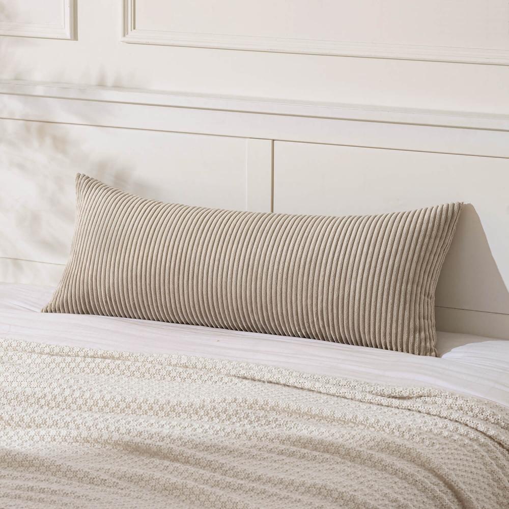 Decorative Long Body Lumbar Throw Pillow Covers Light Brown 36x14-inch