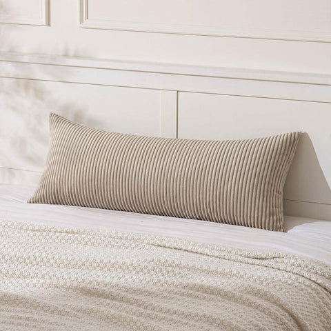 Decorative Long Body Lumbar Throw Pillow Covers Light Brown 36x14-inch