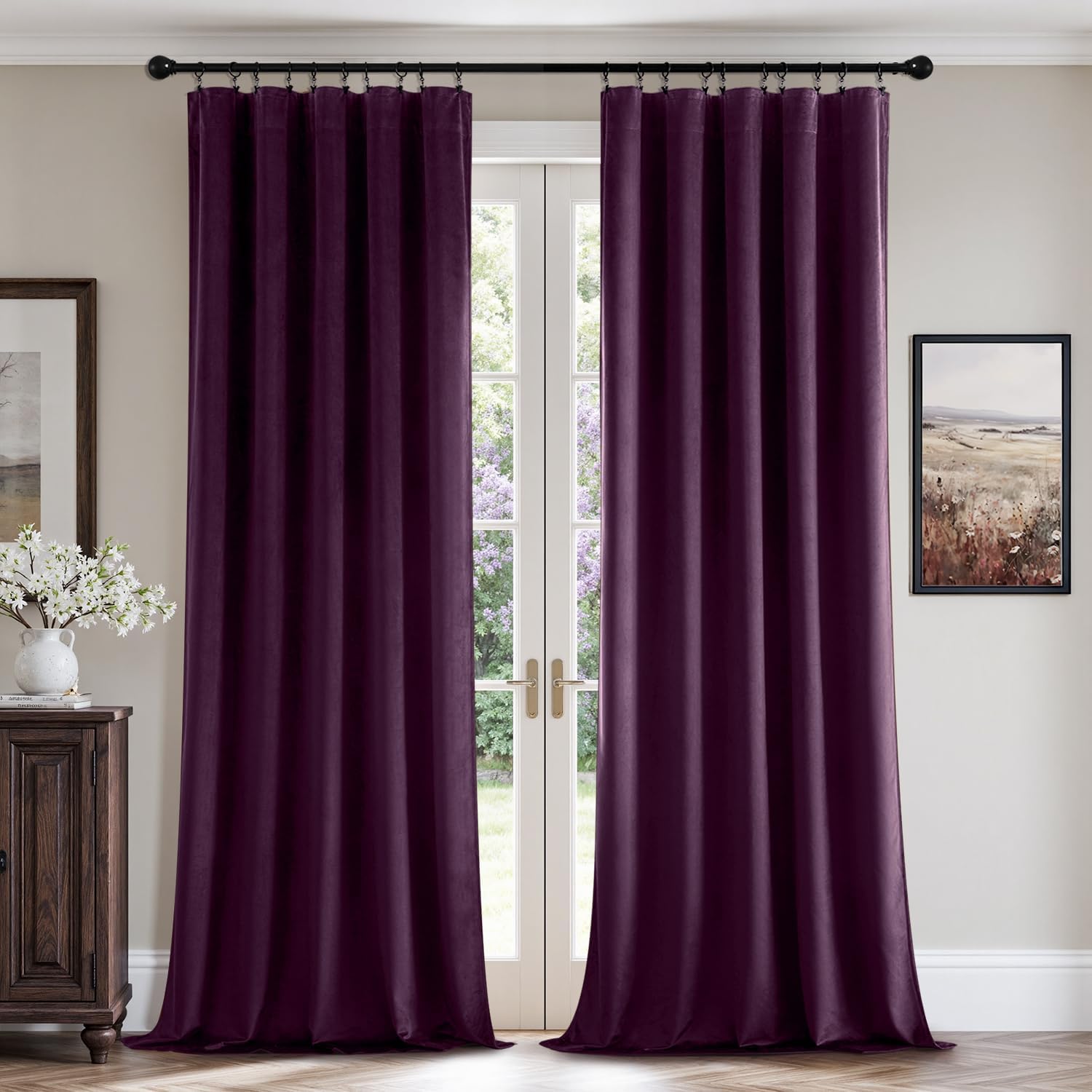 MIULEE Velvet Blackout Curtains-Purple Orchid-40Wx84L