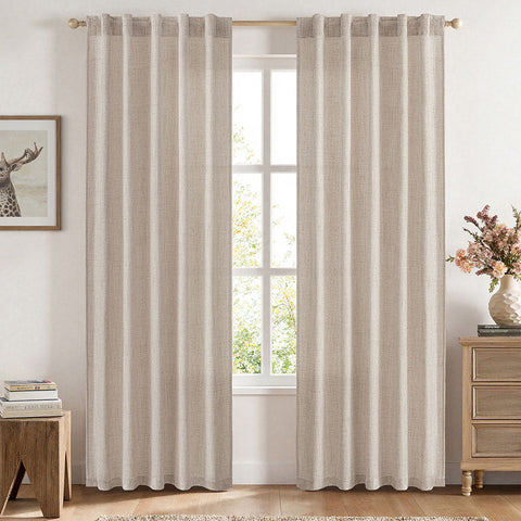 MIULEE Faux Linen Farmhouse Curtains Rod Pocket Linen 42Wx72L