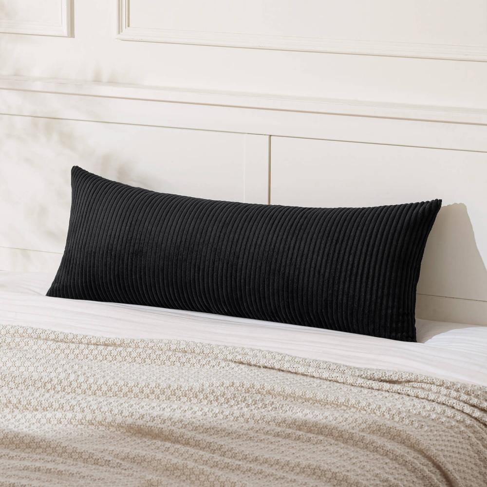 Decorative Long Body Lumbar Throw Pillow Covers Black 36x14-inch