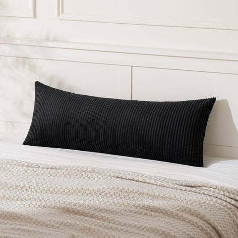 Decorative Long Body Lumbar Throw Pillow Covers Black 36x14-inch