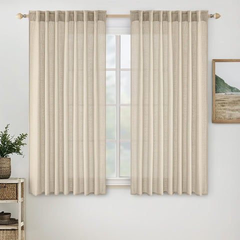 miulee soft thick linen textured window drapes back tab linen 52Wx45L